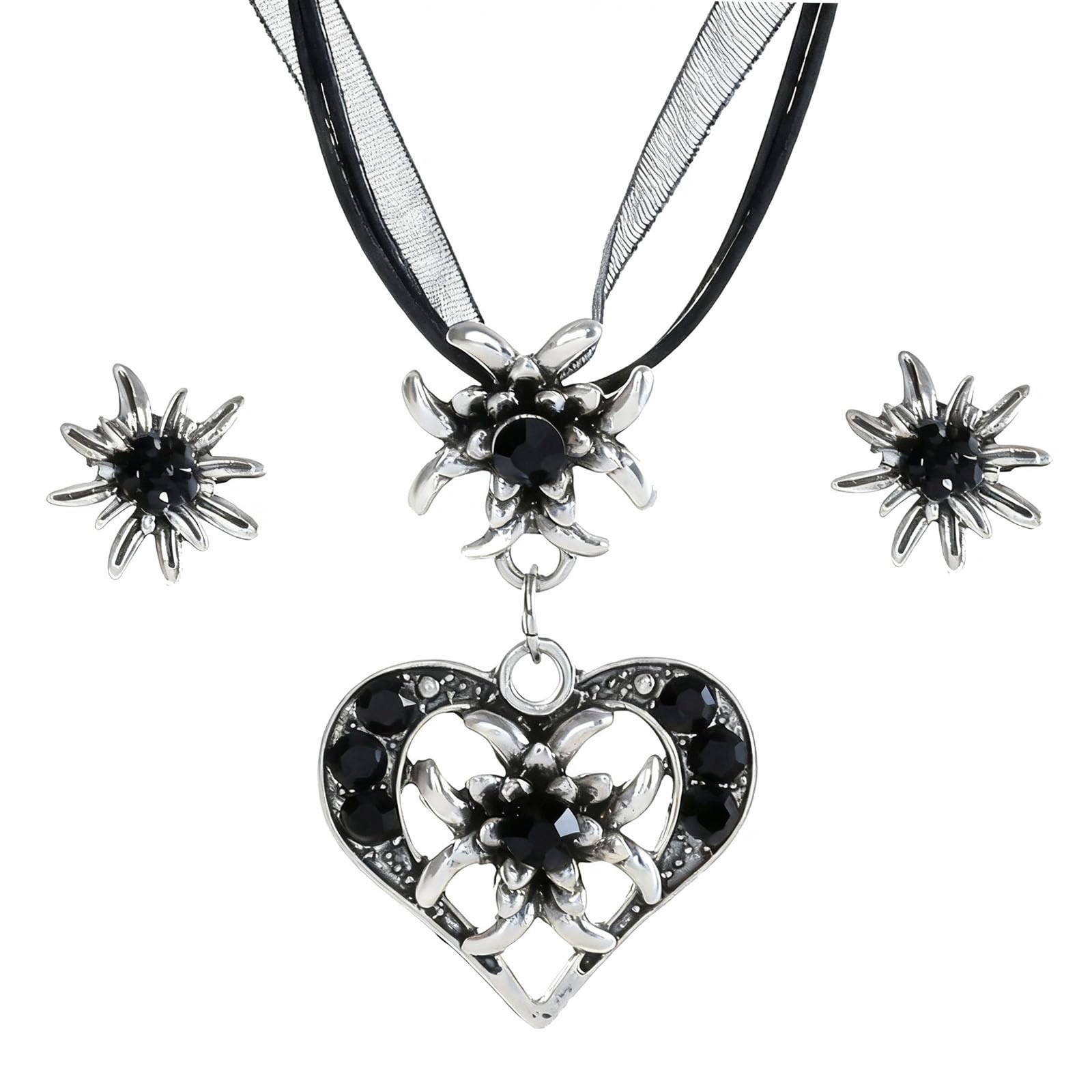 TJUSPIRIT 3er Trachtenschmuck Set Dirndlschmuck Edelweiß Sch