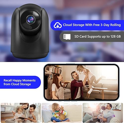 Miniatura 7 de Cámaras para seguridad en el hogar, 2K Pan & Tilt Cámara interior Monitor de bebé Cámara para mascotas con modo de suspensión de aplicación,
