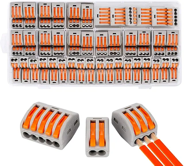 Imagen relacionada con Conectores de cables compactos, conectores de empalme compactos Aigreat de 100 piezas, conductor de surtido de tuercas de palanca, bloques de conectores eléctricos