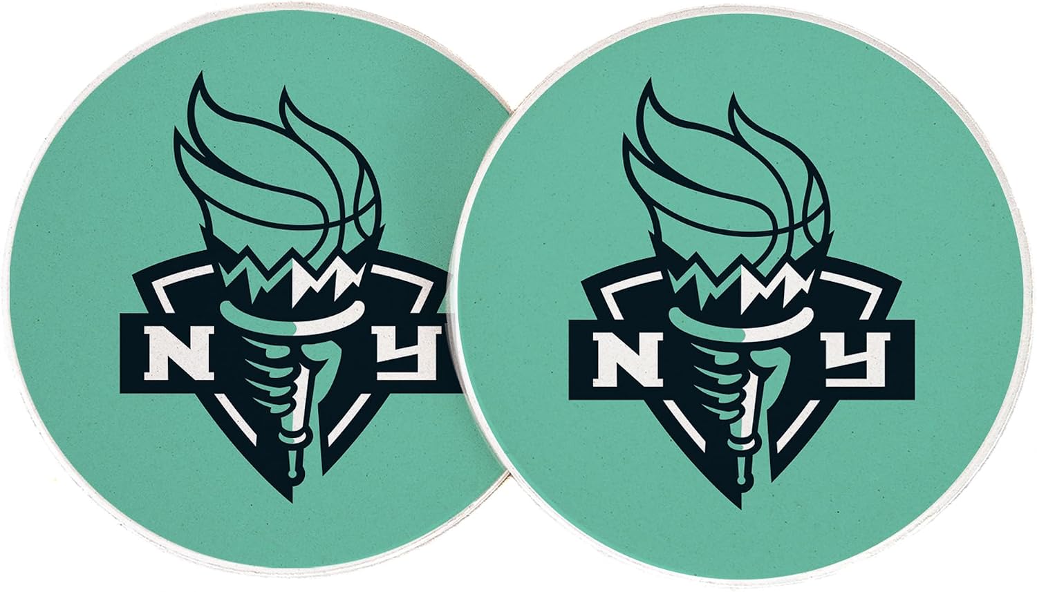 Desert Cactus New York Liberty Car Accessories WNBA Women's Basketball League Absorbent Sandstone Cup Coasters Licensed Product Set of 2 (Design E)