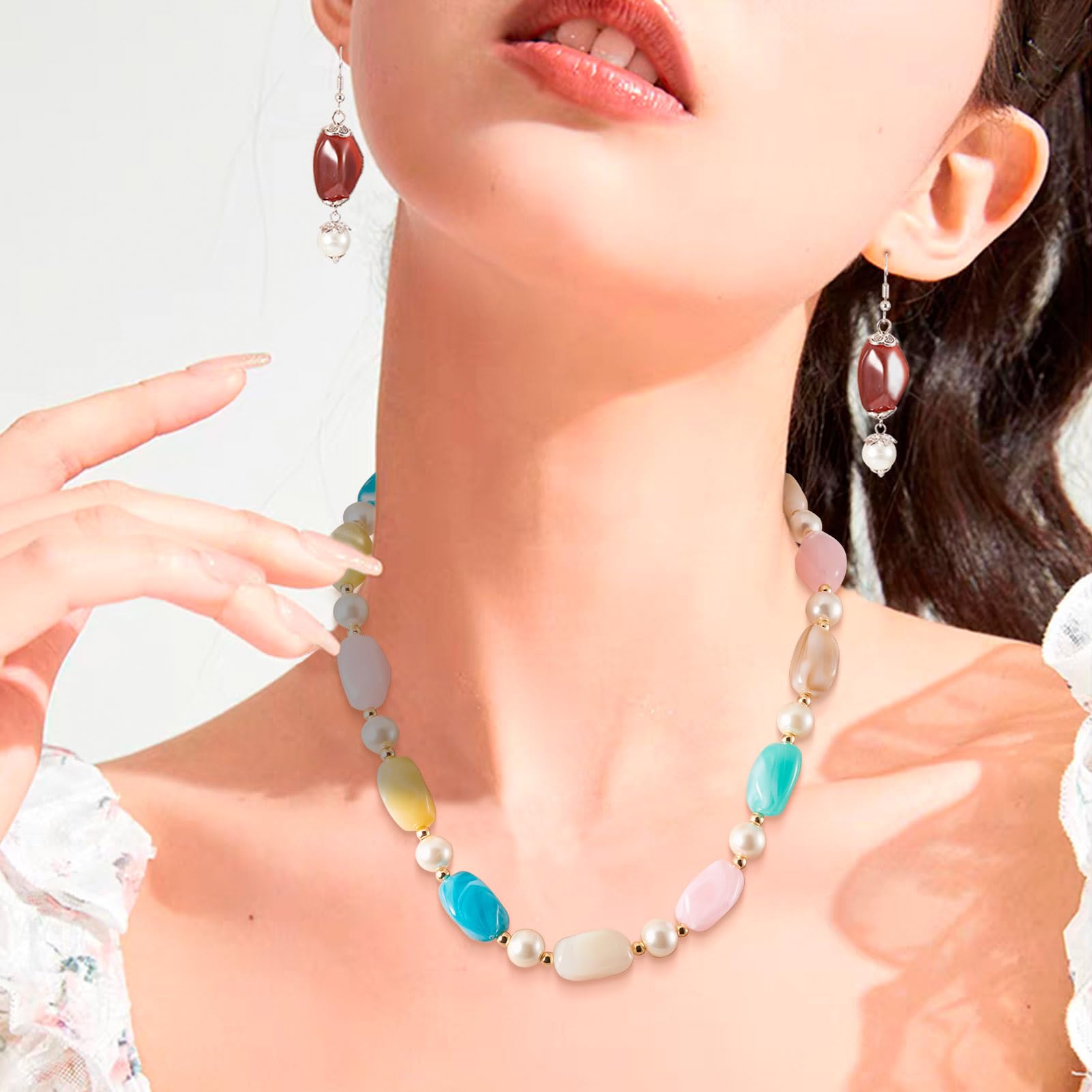 FASHEWELRY Porzellanperlen – 45 Stück, Bunte Keramikperlen Für DIY-Schmuck