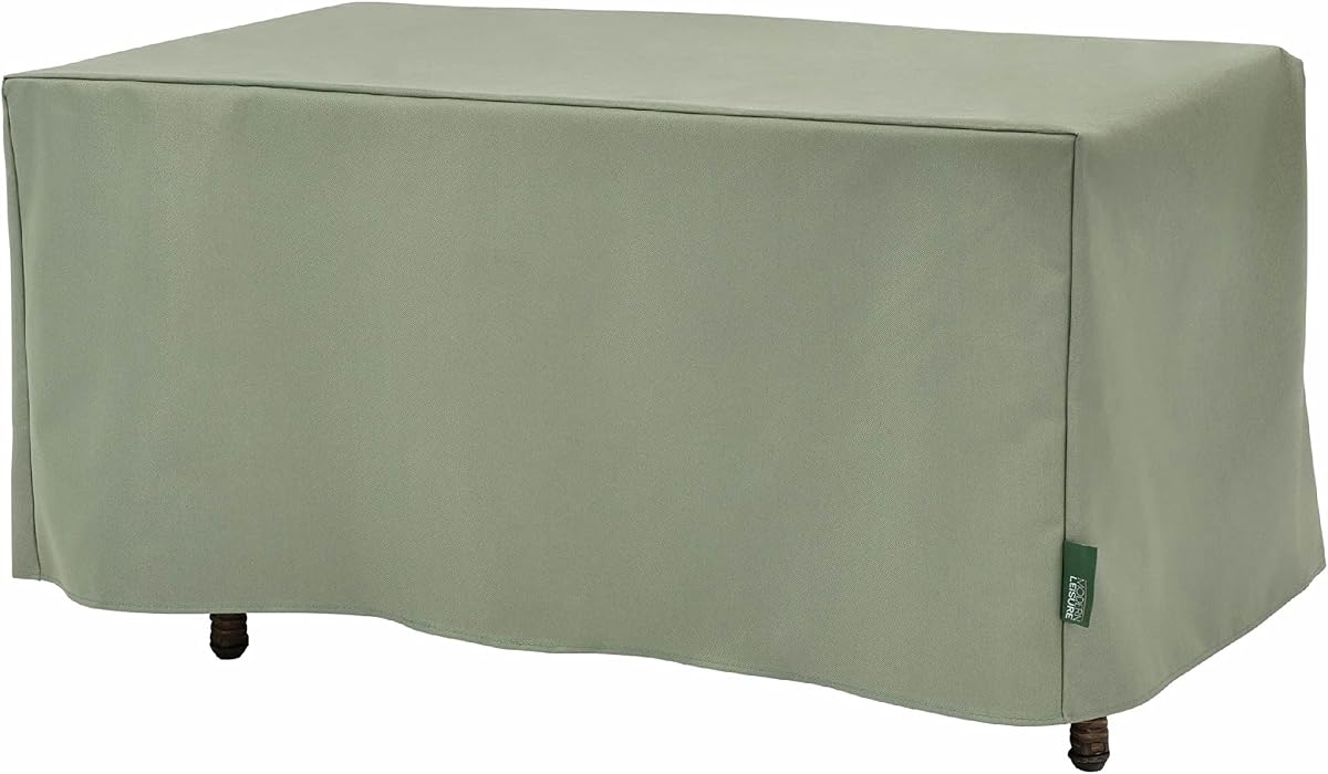 Basics Patio Ottoman/Coffee Table Cover, 37"L x 22"W x 17"H, Sage