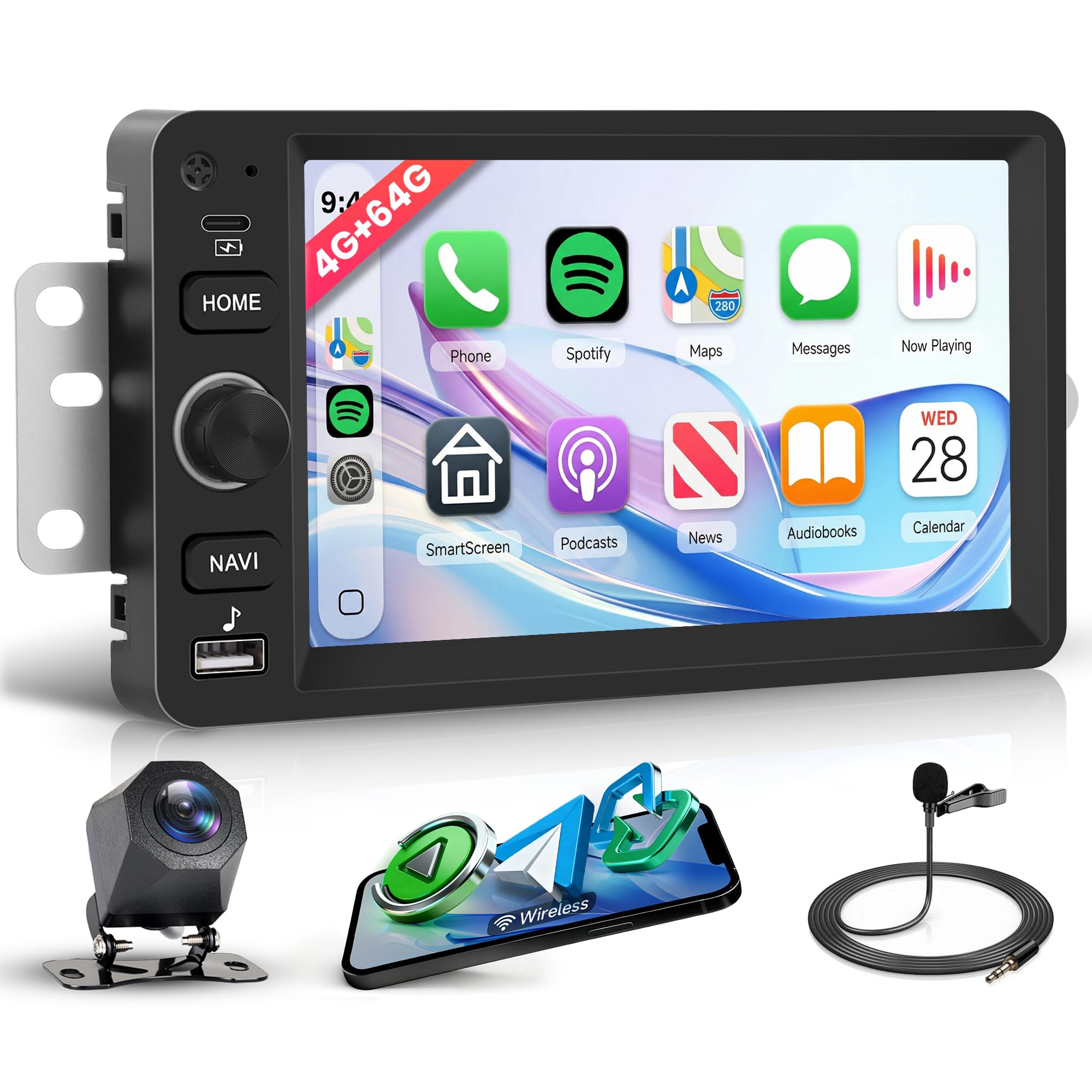 Rimoody 4Core 4G+64G Android Car Stereo Radio for Chevrolet Chevy Silverado Impala Tahoe GMC Sierra Yukon Hummer H2, Wireless CarPlay Android Auto, GPS WiFi, Touchscreen, Bluetooth, EQ, Backup Camera