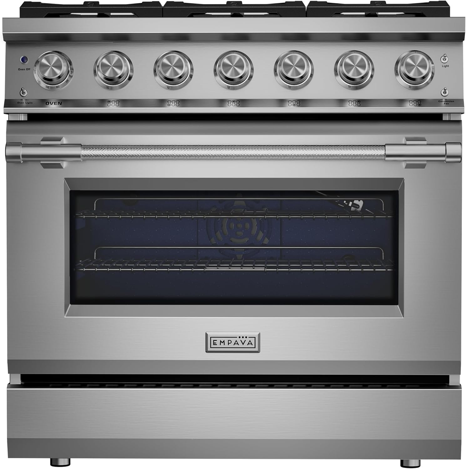 Empava Gas Range,True Convection Oven 6.0 Cu. Ft,6 Deep Recessed Burners Cooktop, Heavy Duty Continuous Grates in Stainless Steel with Storage Drawer, Freestanding & Slide-In,36 Inch