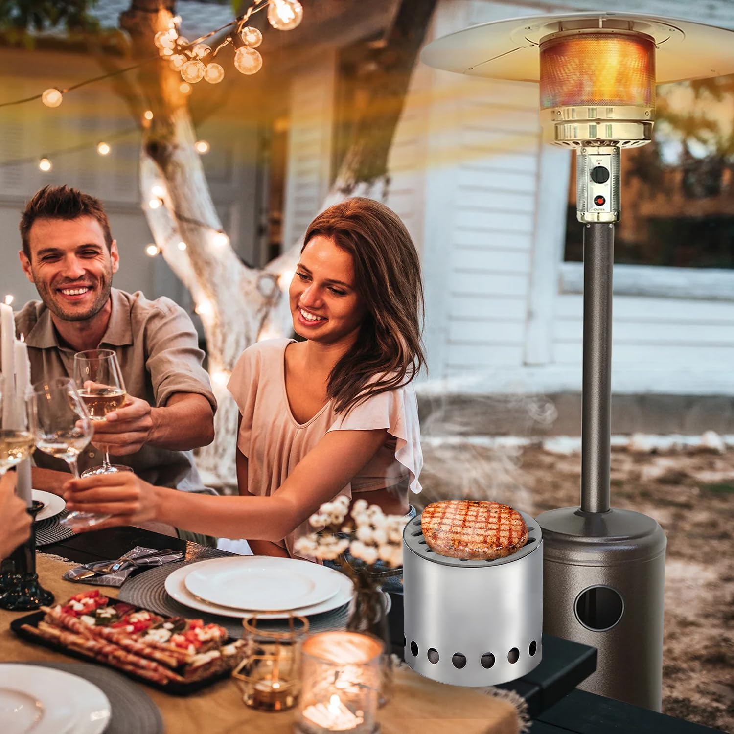 KEESHA Grill Plate for Small Solo Stove Tabletop Fire Pit, 304 Stainless Steel Grate with Safety Handle for Solo Stove Mesa, 5''