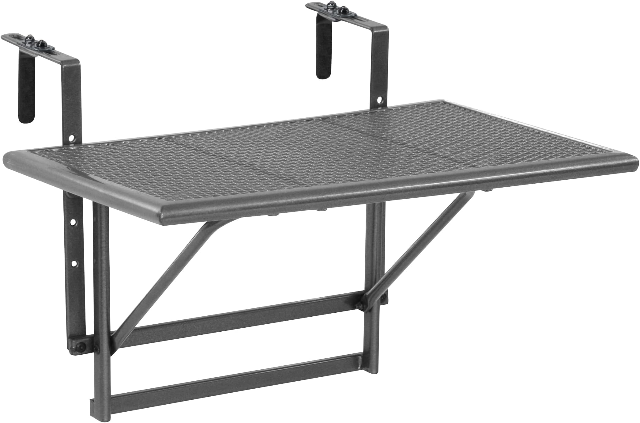 Table De Balcon Suspendue Rabattable Relaxdays - Rectangulaire Gris, 3 Hauteurs, 2 Porte-Boissons, Idéale Petit Espace