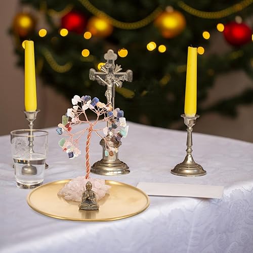 Miniatura 8 de GALPADA 1 juego de estatua de Buda de Buda, decoración de árbol de cristal, bandeja de árbol de cristal, decoración de oficina, quemador de