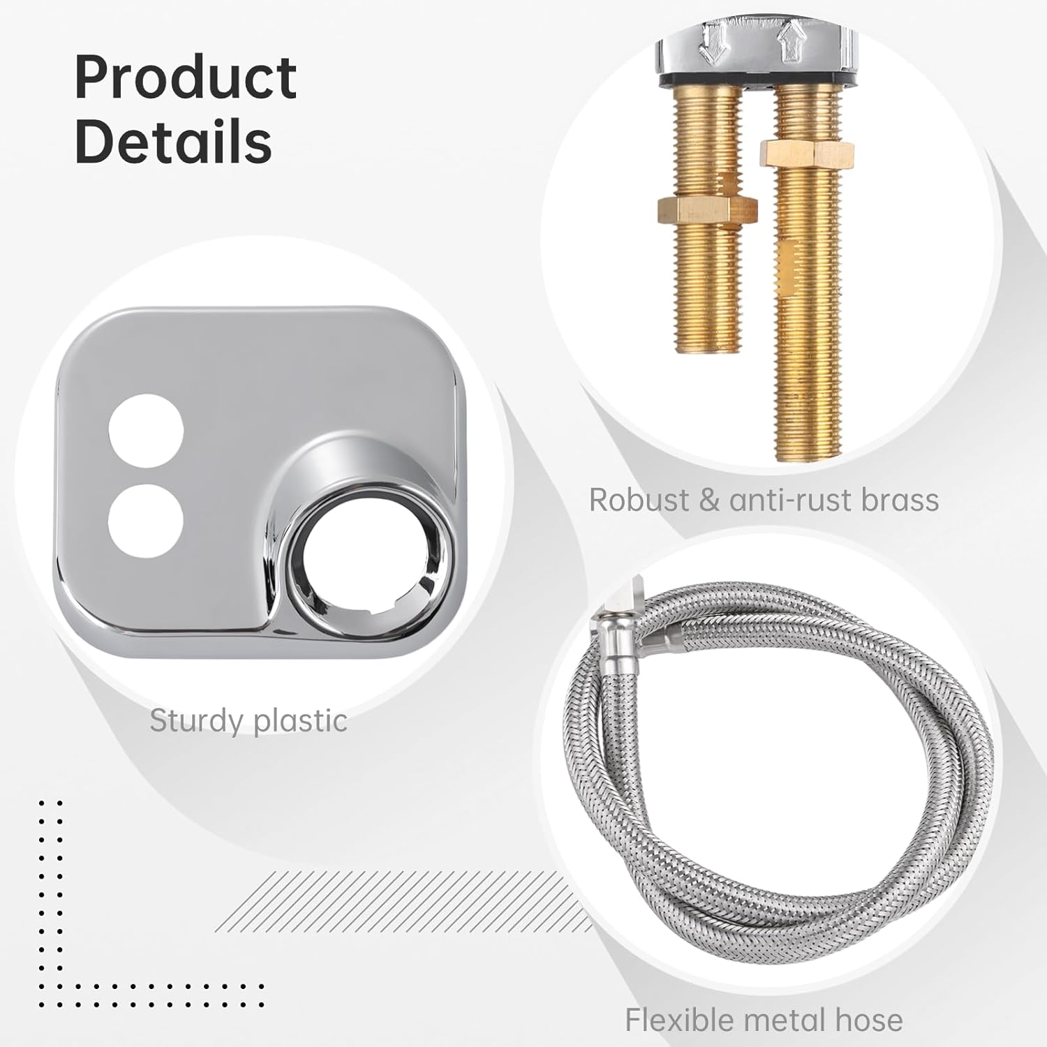 Varku 7 Pcs Shampoo Bowl Vacuum Breaker Kit, Shampoo Faucet Kit with Breaker Vacuum, Crossover Hose, Receiver Plate, Salon Sink Replacement Parts, Prevent Backflow Pressure