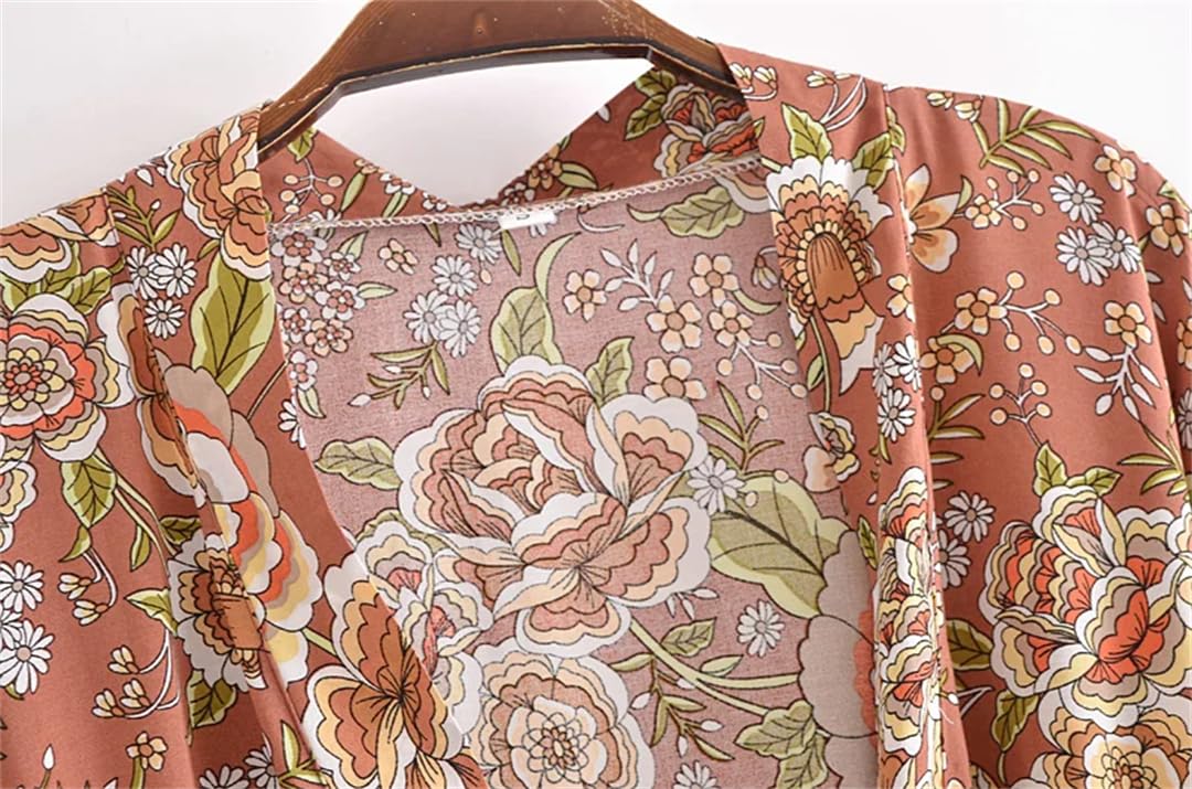 Disimlarl Abito da donna con maniche a pipistrello, stile bohémien, kimono, scollo a V, corto, copricostume bikini