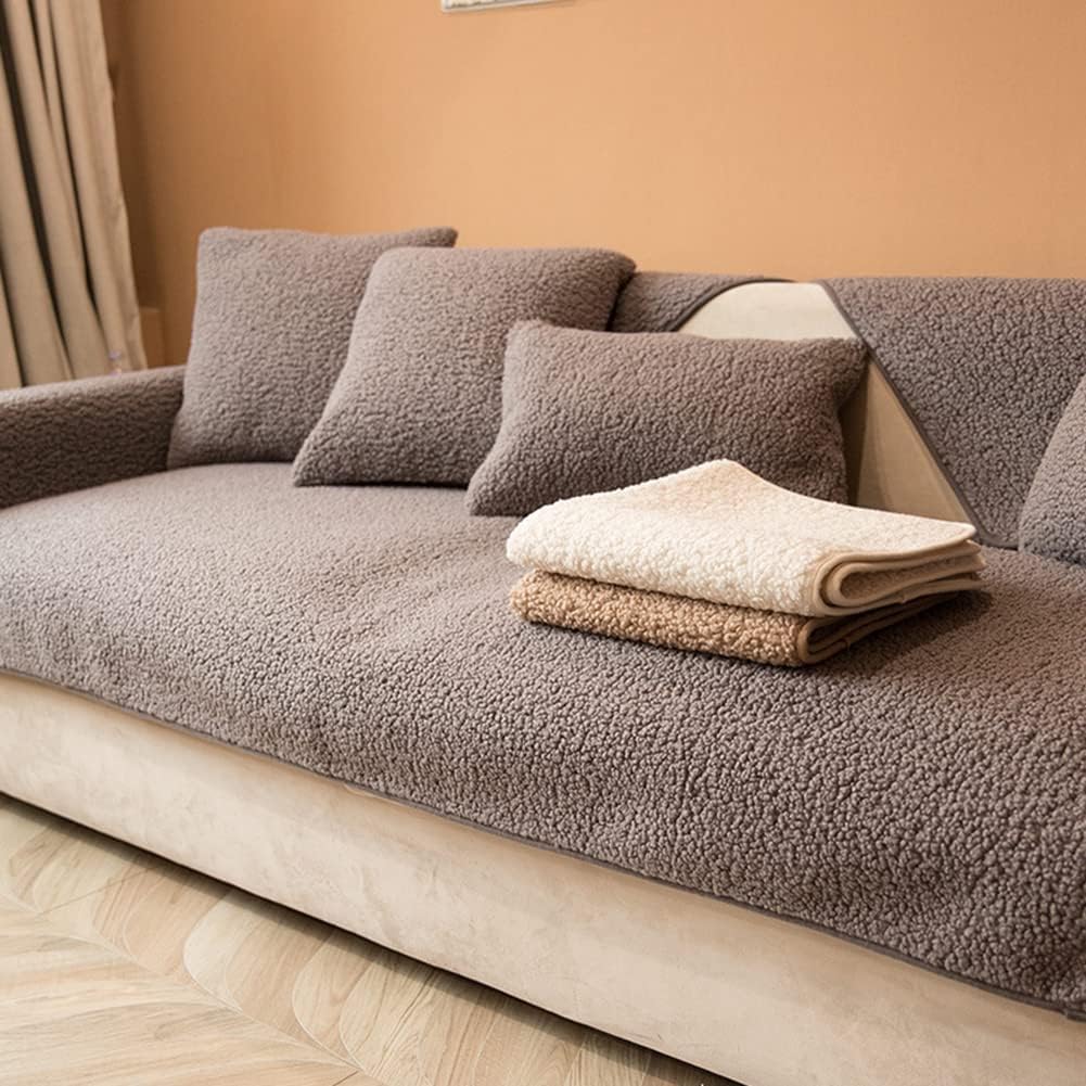 Lot de 2 housses de coussin beige 30x50 cm en polaire sherpa rectangulaires pour canapé