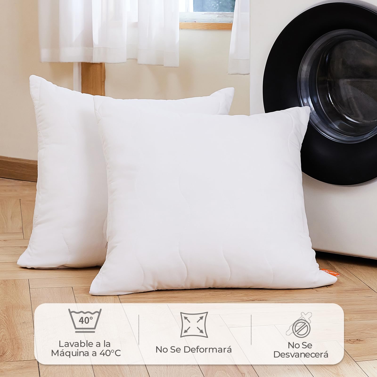 Sweetnight 2PCs Almohadas de Fibra 40x40cm de Dormir, Cojín para Cama con Relleno de Fibra Confort y Transpirable, Suave al Tacto, Ajusta la Altura con Cremallera Lateral, Lavable a la Máquina