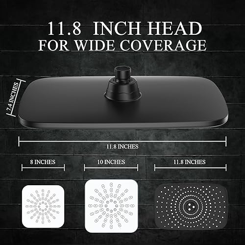 Miniatura 3 de Veken Cabezal de ducha de lluvia de 11.8 pulgadas con ducha de mano, cabezales de ducha de mano de alta presión con múltiples modos de rociado,