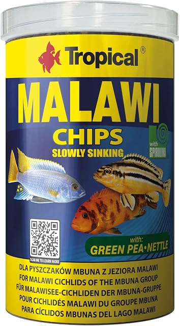 Tropical Malawi Mbuna Chips Special For Malawi Slowly Sinking - Multi-Ingredient Food For Daily Feeding 1000Ml/520G