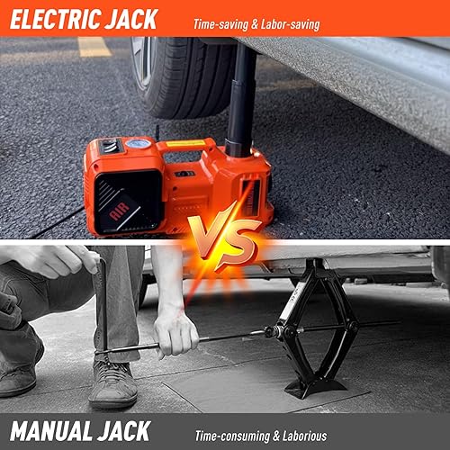 Miniatura 4 de Juego de gatos eléctricos para coche, gato hidráulico de 5 toneladas con bomba de neumáticos integrada y llave de impacto para sedanes, SUV, MPV,