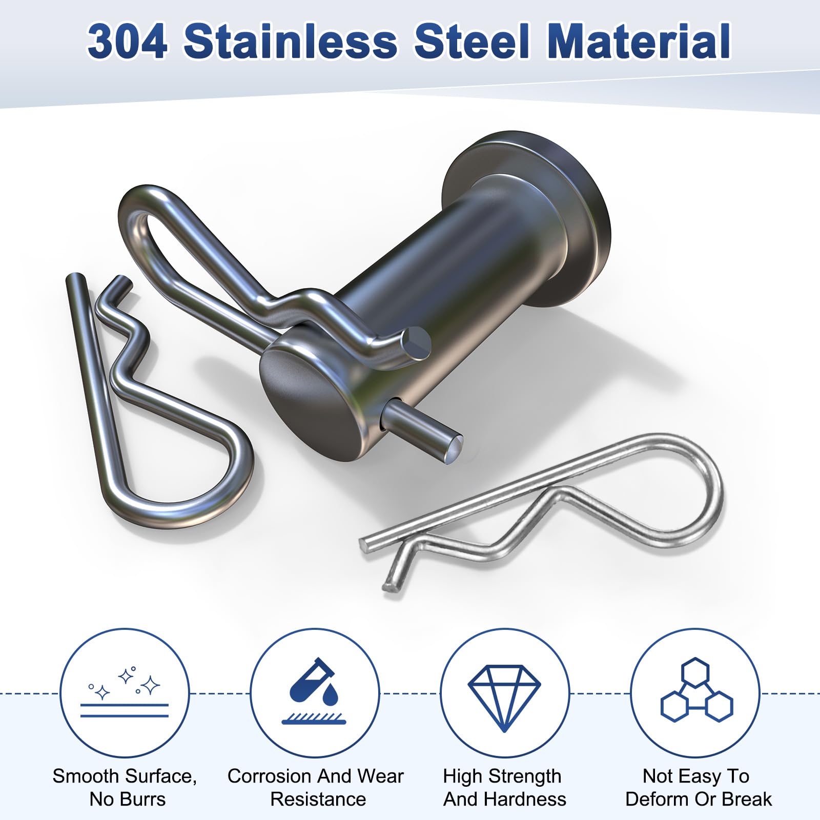 Alloygold 20 Pcs 5 Sizes Stainless Steel Cotter Pins R Clips Retaining Pins Hitch Pin Hair Pin Assortment Spring Clip Retainer Pins Kit For Hitch Pin Lock System, Garage,Trucks, Engine Repair - View #2