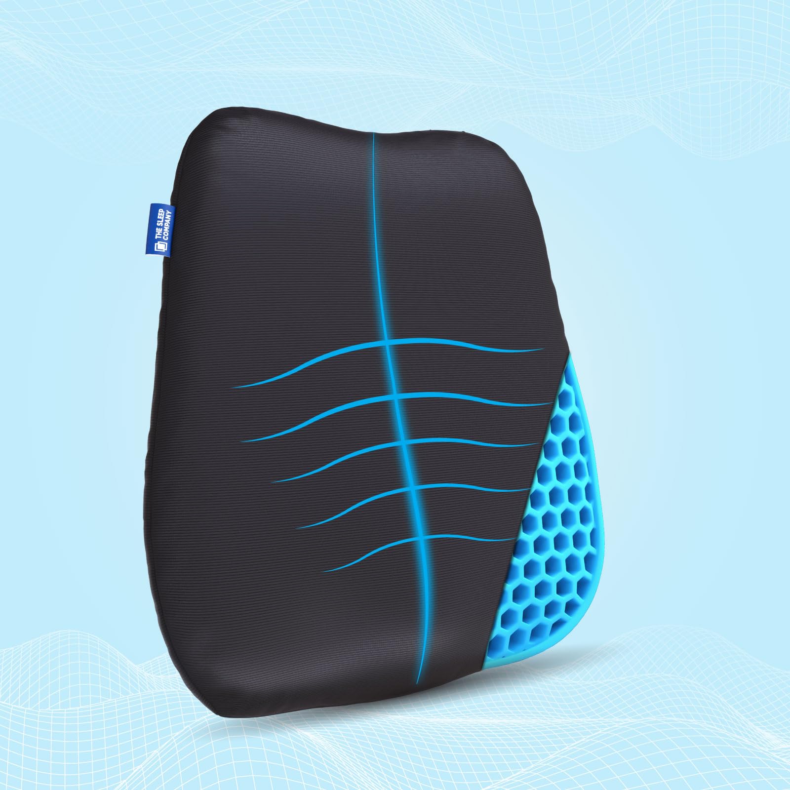 The Sleep Company SmartGRID Ortho Pro Back Cushion | Back Pain Relief | Office Chair & Car Seat Support | Lumbar Support Back Rest | Supports Spinal Alignment & Posture | 600+ Cooling Channels | Black