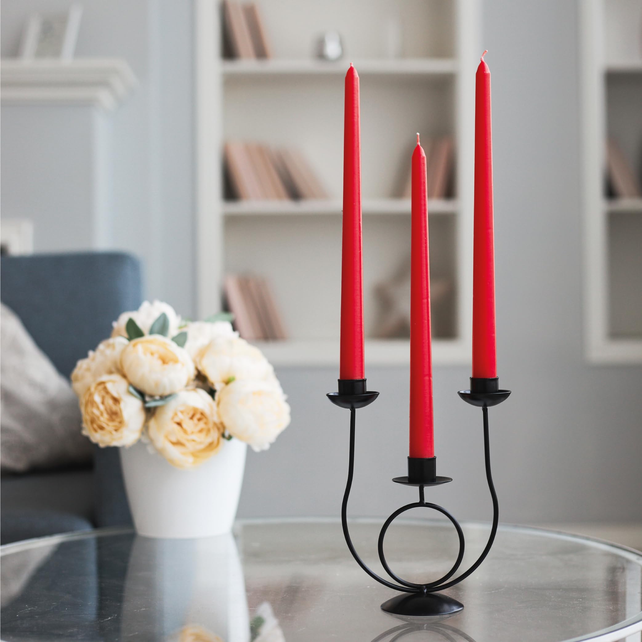 Candele coniche da 25,4 cm, confezione da 4 – Candele a lunga combustione senza gocciolamento e senza fumo – Candele affusolate per casa – Candele rosse brucianti 8 ore