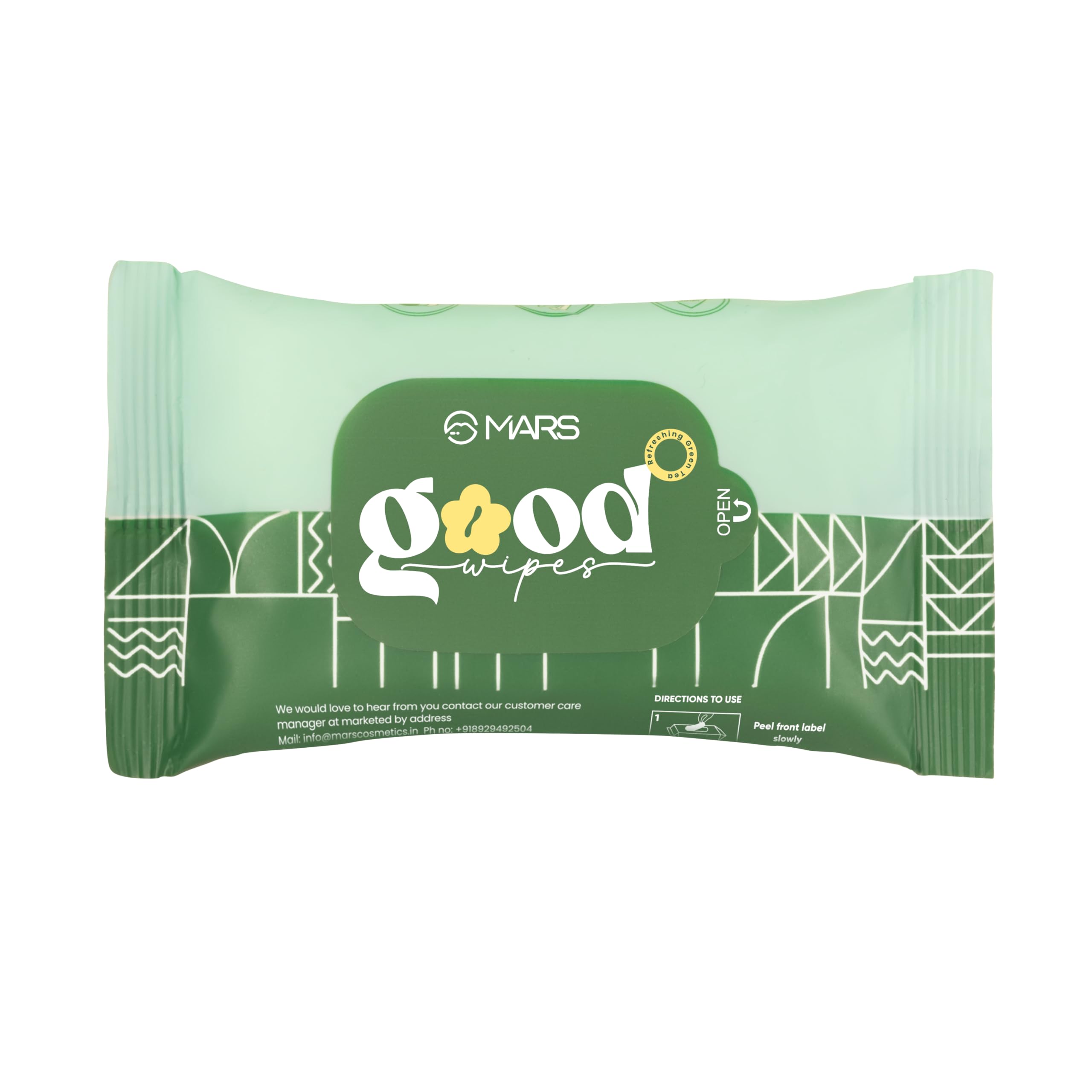 MARS Good pH Balance Refreshing Wipes (10 Wipes) | Green Tea Extract | Hydrated & Glowing Skin On-The-Go | Removes Light Makeup | Skin Friendly