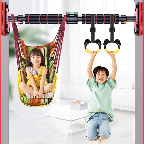 Miniatura 2 de Barras de dominadas portátil horizontal, seguro antideslizante para puerta corredor colgante equipo de fitness, con anillo y columpio para niños,