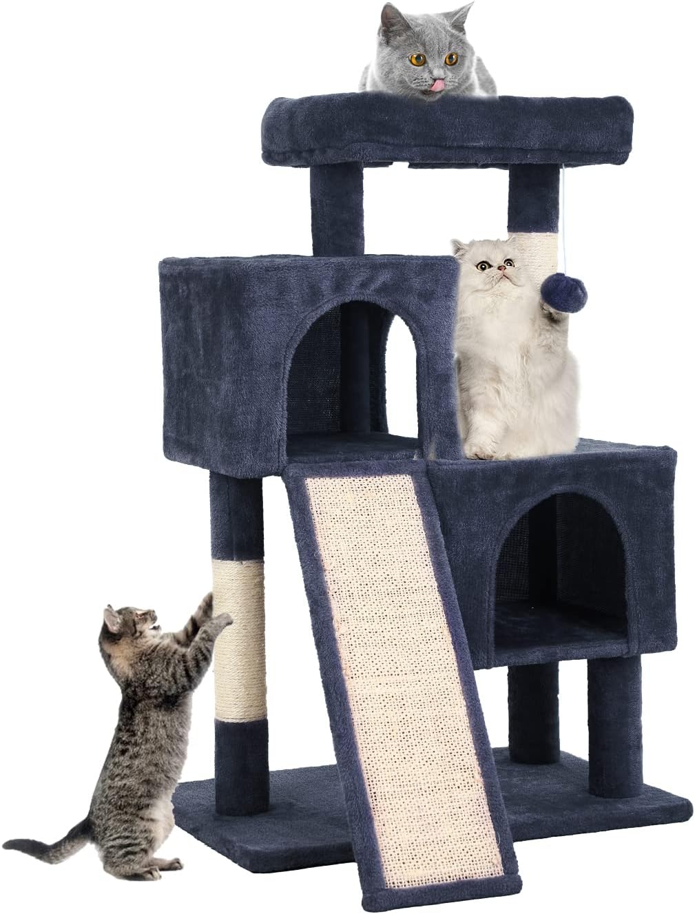 Cat Tree for Indoor Cats, 36in Cat Tower Multi-Level Cat Condo with Sisal Scratching, Scratching Board, Dangling Ball, Extra Large Perch for Cats and Kittens (Dark Grey)