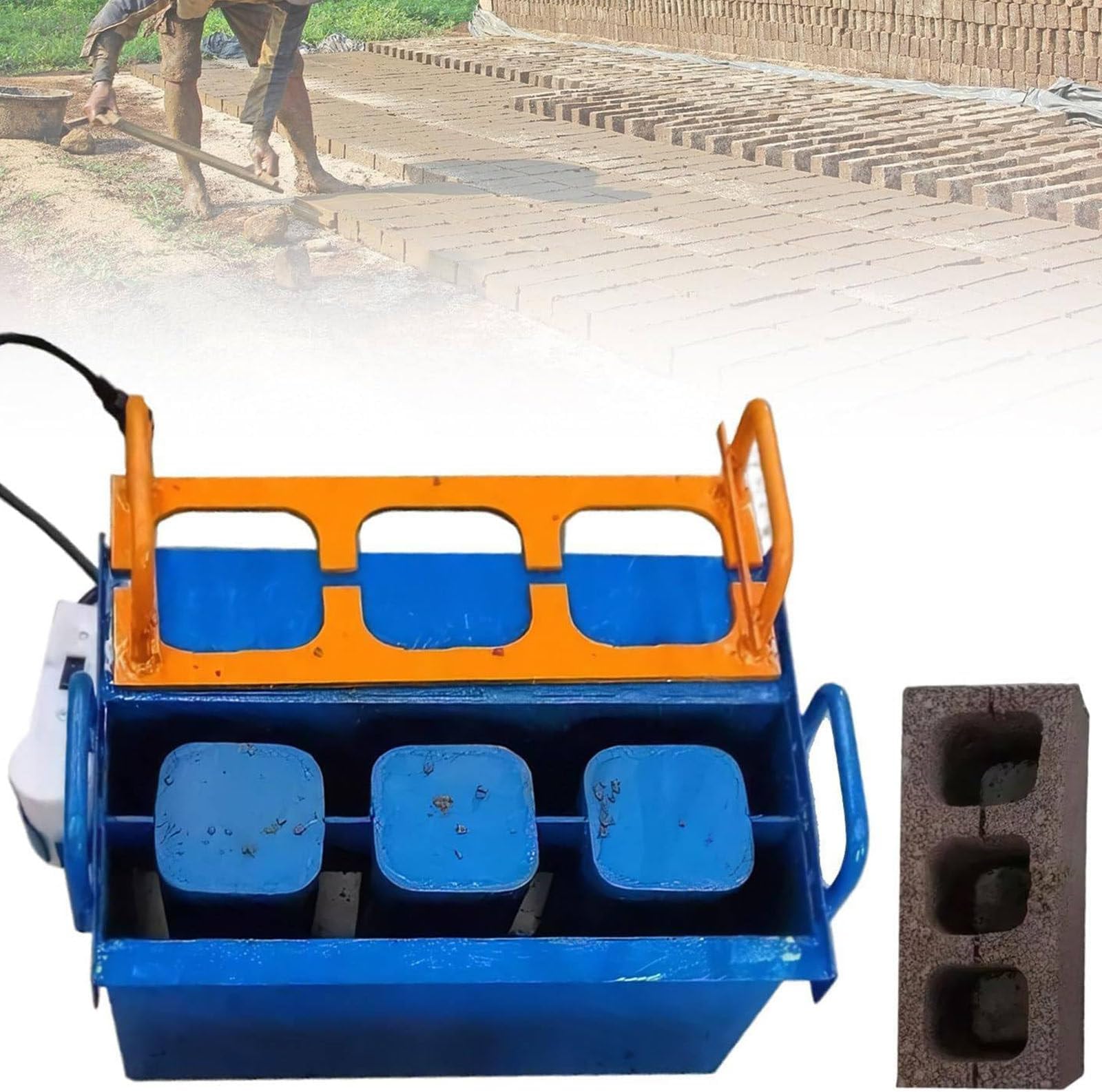 Concrete Block Making Machine,Manual Cement Brick Making Machine,Machine Machinery Manual Brick Die Cement Brick Making Machine,45s Fast Forming,30 Bricks/H,Customizable Molds H8