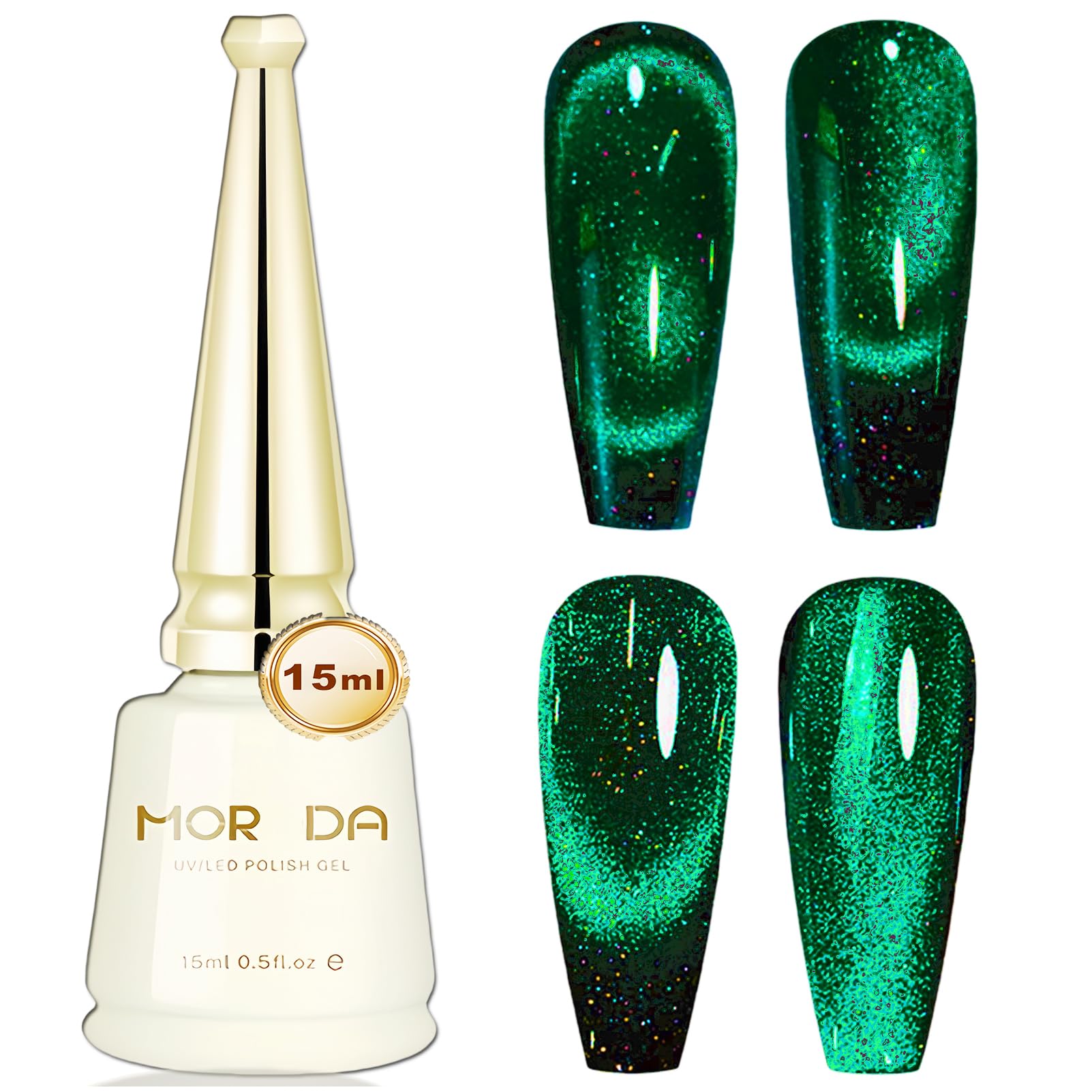 Forest Green Cat Eye Gel Nail Polish - Emerald Green Magnetic, Christmas Gel Nail Polish - 15ML Dark Green 0.5 Fl Oz (Pack of 1)