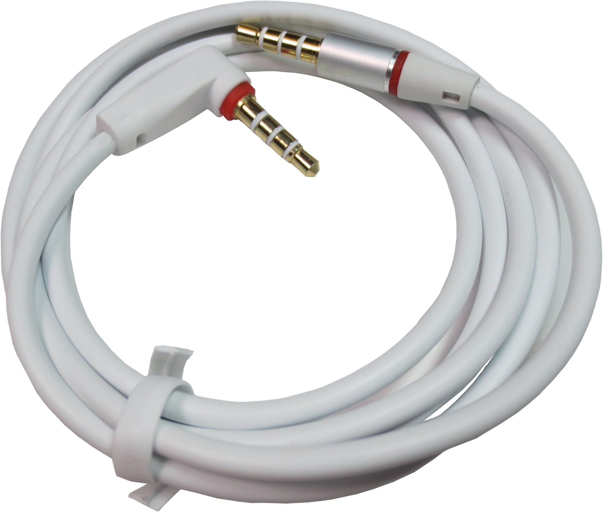 Ledhill GERFFINS 3.5-mm TRRS (Stereo-Plus-Mic) Full Conductor Stereo Audio Cable (White - M/M L Style (Gold-plated))