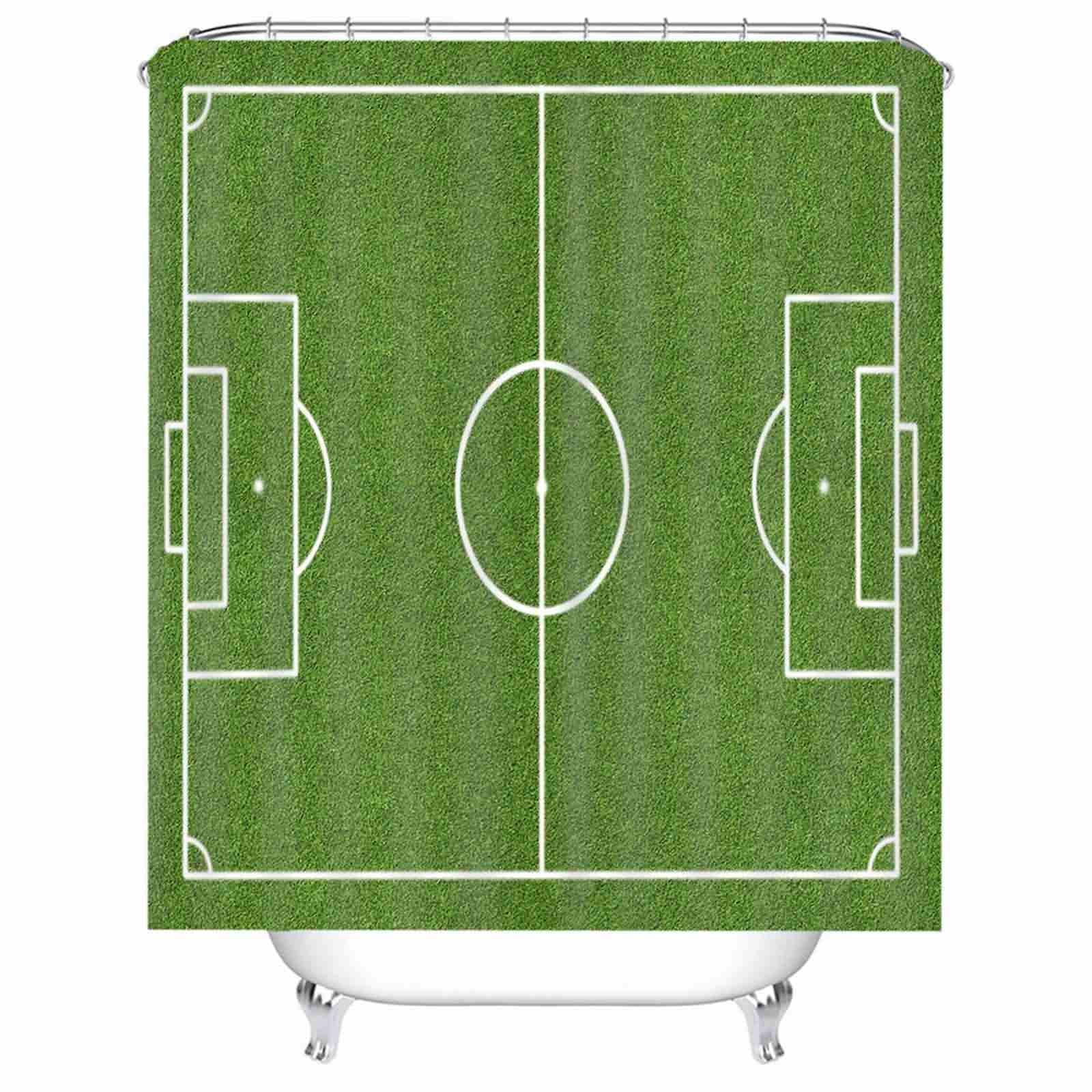 Rideau douche XL terrain football Stitch pour dynamiser la salle de bain des enfants