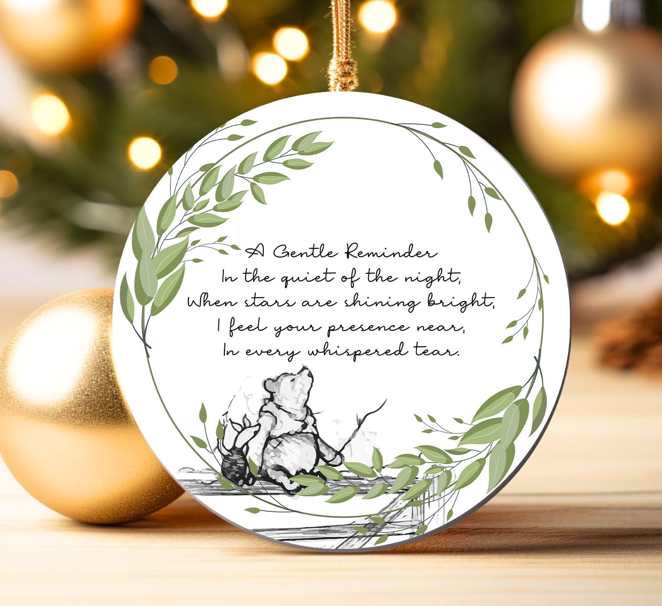Memorial 'A Gentle Reminder' Christmas Tree Gift Bauble - Acrylic Round Ornament for Loss, Condolence, Bereavement - Keepsake Decoration