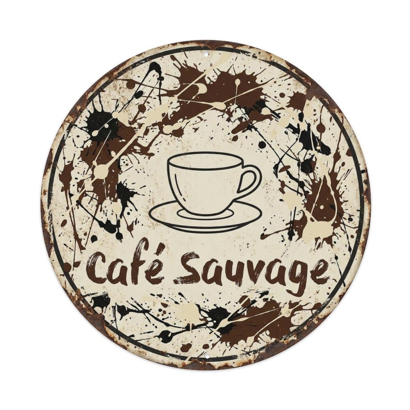 Splatter Abstract Mancave Cafe Metal Tin Sign Plaque Wall Decor for Cafe, Club, Garden Round Metal Poster 8x8Inch