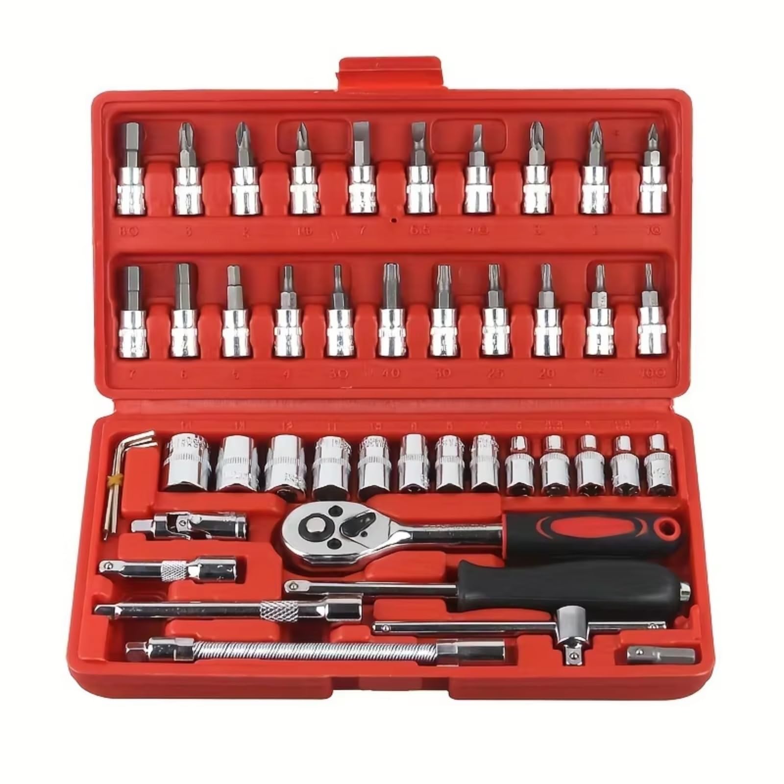 Maletín herramientas multiusos Kit Herramientas Reparación Coches/bicicletas 46 Uds. Llave Dinamométrica Trinquete Juego Llaves Y Entusiastas La Mecánica Automotriz
