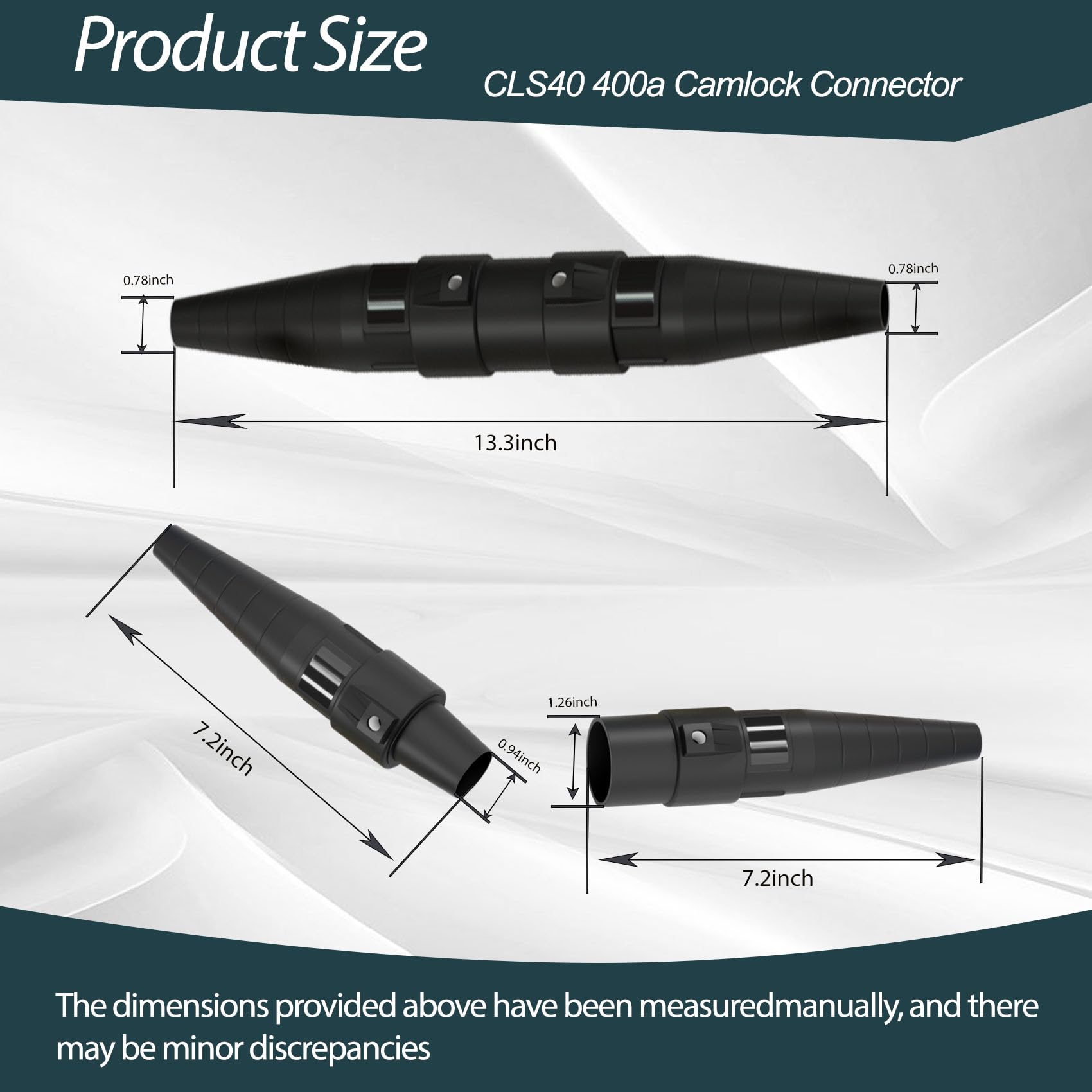 CLS40 - Conector de alimentación de bloqueo de leva CLS40 400A, juego de cables Camlock con 5 machos y hembras para cable de distribución de alimentación, cable de bloqueo de leva 2/0-4/0, conectores