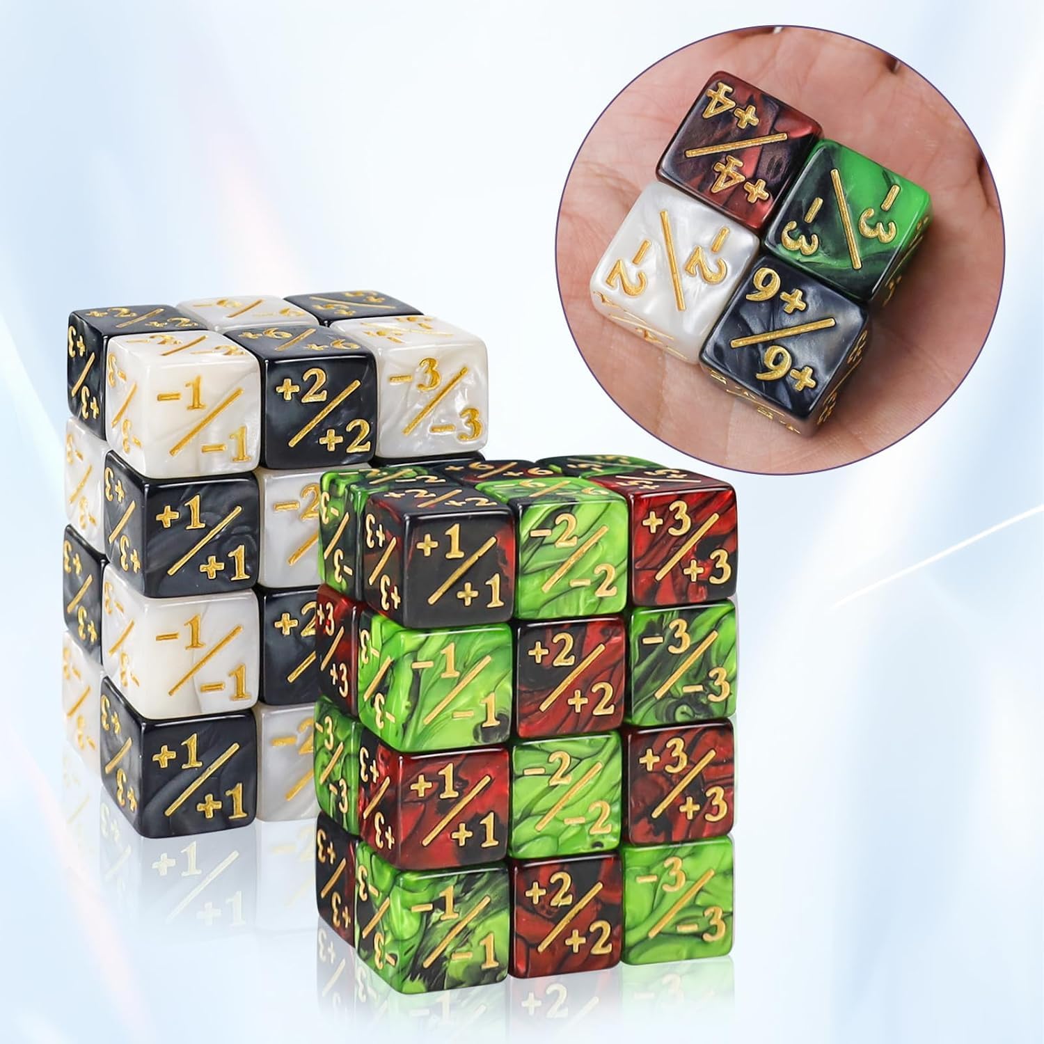 MTG Würfel Zähler, Magic Würfel 48 Stück, Zähler MTG, Dice D6 Token mit MTG, CCG, Kartenspiel Zubehör, mit Aufbewahrungsbeuteln