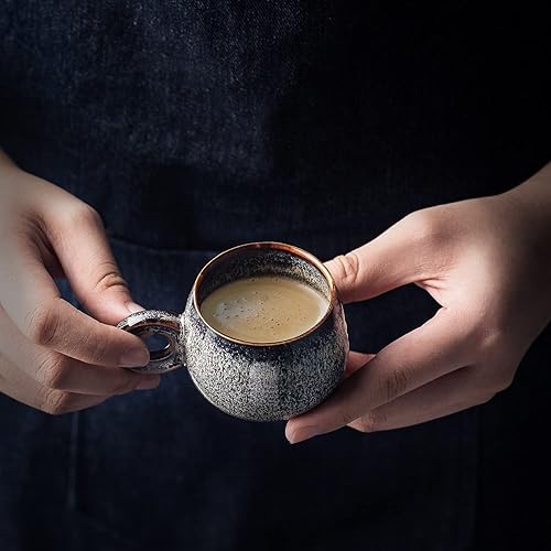 Miniatura 5 de Fambe - Juego de 4 tazas de cerámica para café expreso, 3 onzas, mini tazas de café de porcelana, juego de tazas pequeñas de cerámica hechas por