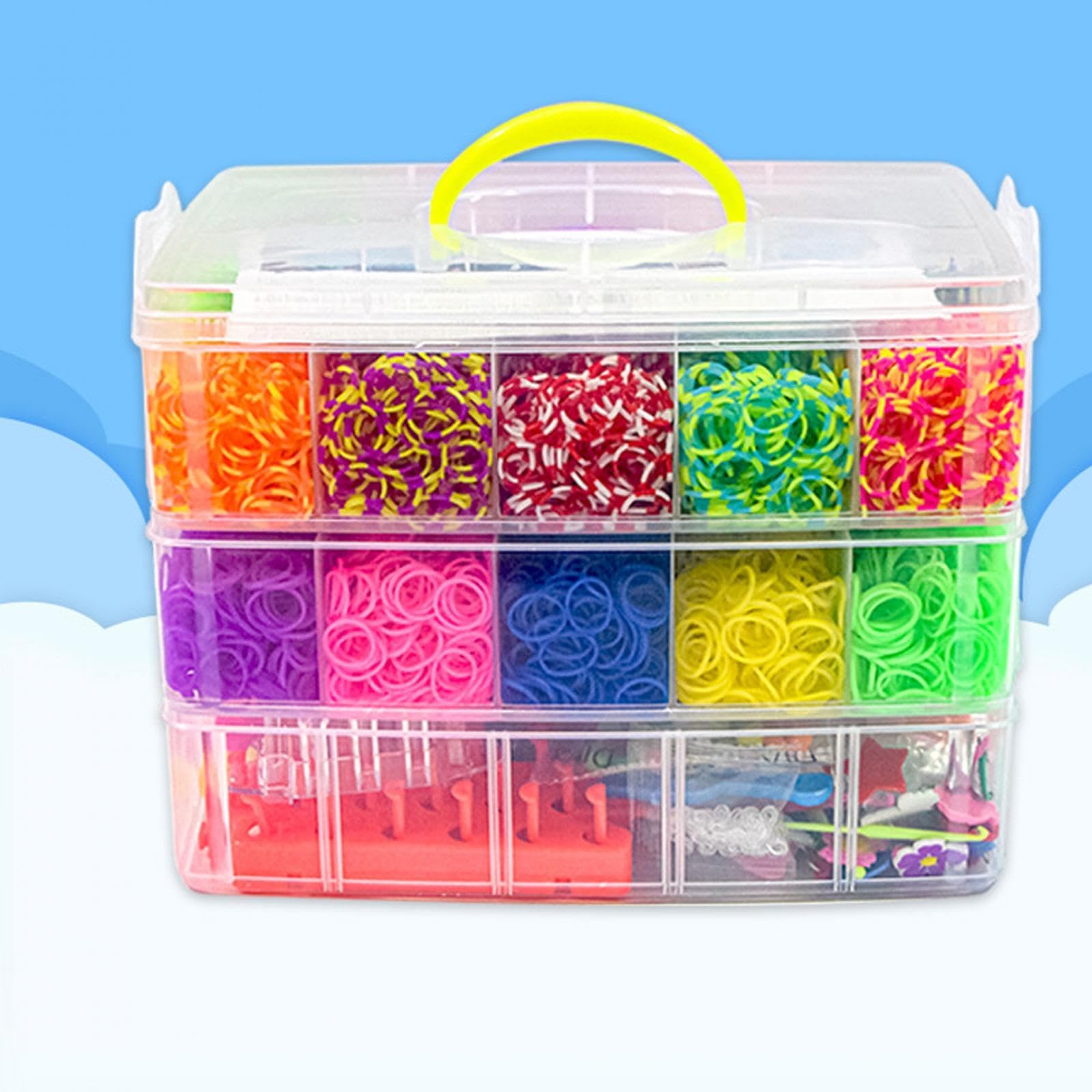 Gummibänder Armband Set mit Perlen Und Anhängern für DIY Looms Bastelsets mit Anleitung Und Haken für Kindergeburtstag Kreatives Basteln zu Hause, l