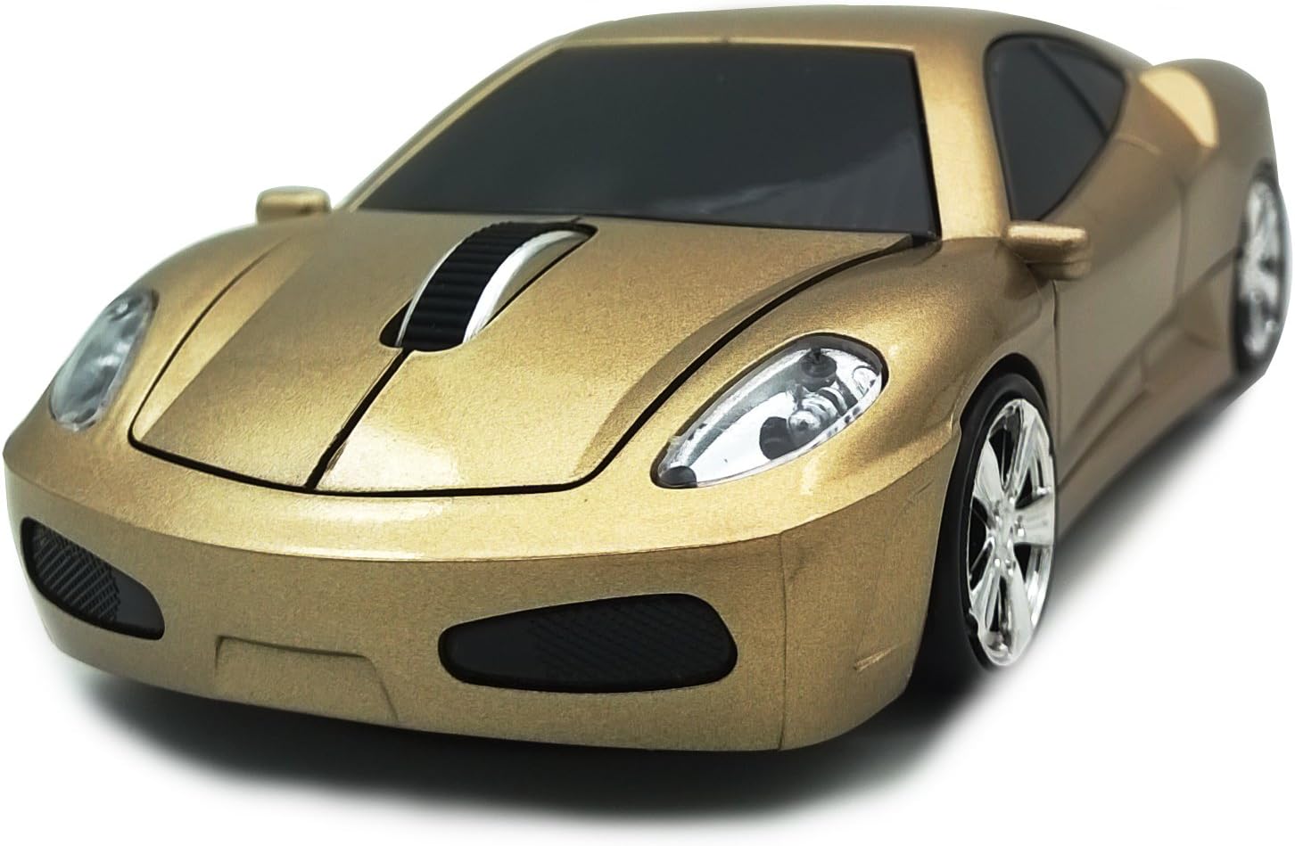 Wireless Car Mouse, TDRTECH 2.4GHz Optical Gaming Mouse Cool Sport Car Wireless Mouse, DPI 1600, 3D (Gold)