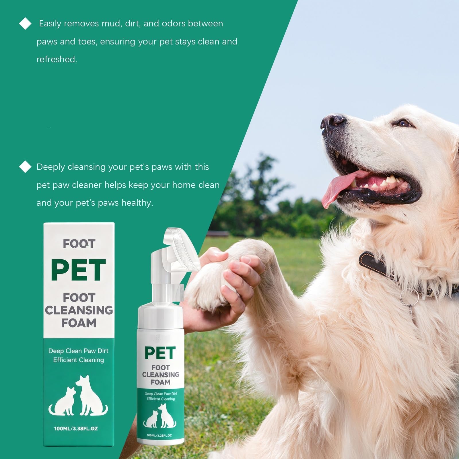 Limpiador en Espuma for Patas de Mascotas de 100 ml, Limpia profundamente Entre los Dedos e hidrata Las Almohadillas(3pcs)