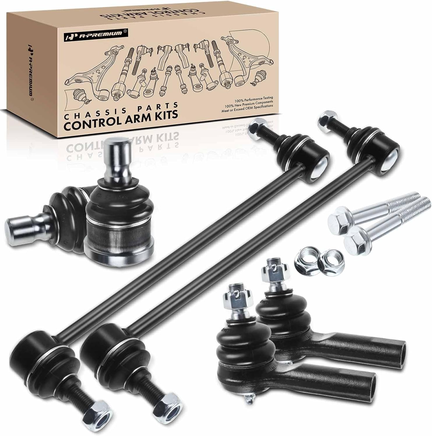 A-Premium Set of 6, Front Sway Bar Link, Lower Ball Joint, Outer Tie Rod End, Compatible with Ford Escape 2005-2009, Mazda Tribute 2005-2009, Mercury Mariner 2005-2009