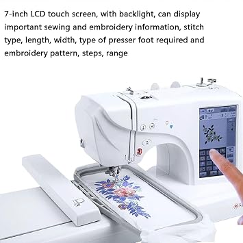 Electric Embroidery Sewing Machine, 7 Color Touch Screen + LED Lighting, 2 Different Embroidery Frame, U Disk Import Pattern, Automatic Threading/Trimming, Automatic Sewing Machine