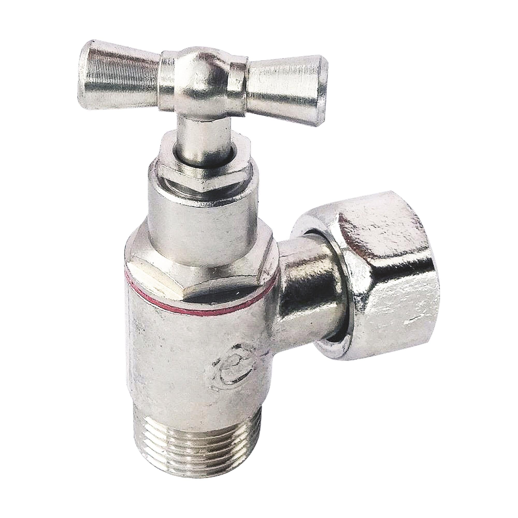 SOMATHERM FOR YOU, Robinet d'arrêt équerre 3/​8" pour WC - Tête à clapet, laiton nickelé, écrou tournant, étanchéité par presse-​étoupe, joint EPDM inclus, design compact et fiable