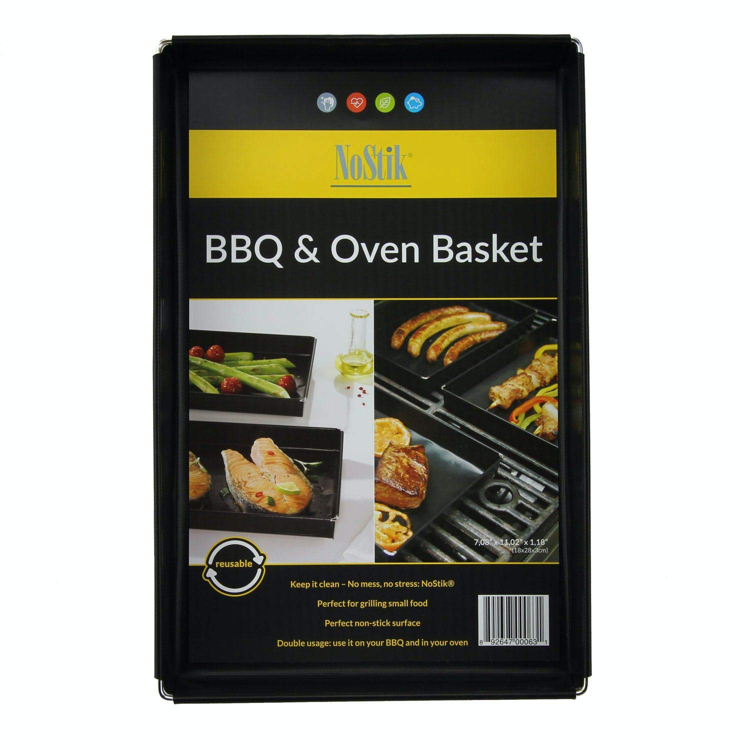 NoStik IR6313 Oven and BBQ Basket (Small), One Size, Black