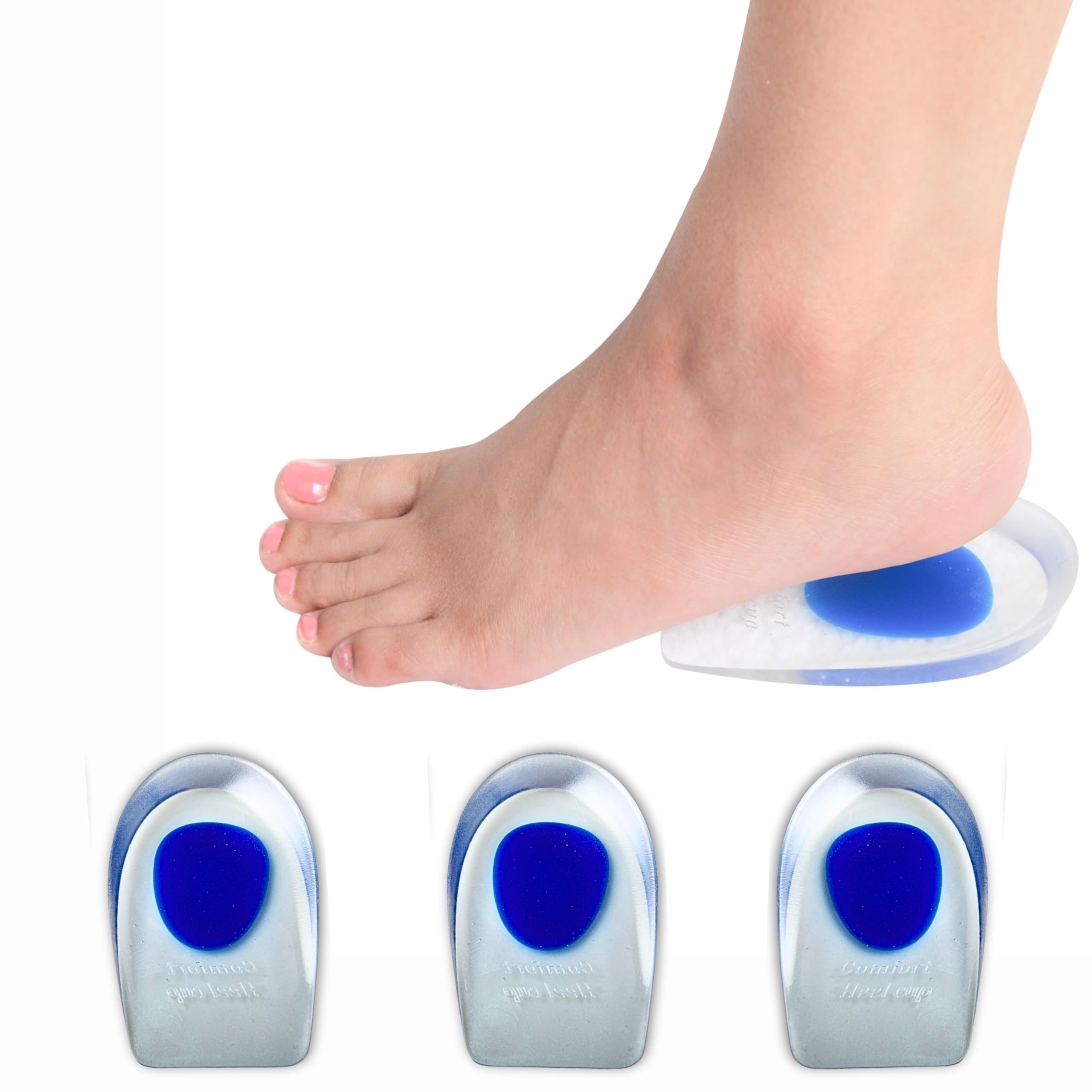 Wonder CareWonder Care 2 Pair Gel Heel Cushion for Pain Relief - Women and Men | Silicone Pad | Plantar Fascitis Inserts, Spur Pads | Achillies Support | Cushion Inserts | Large