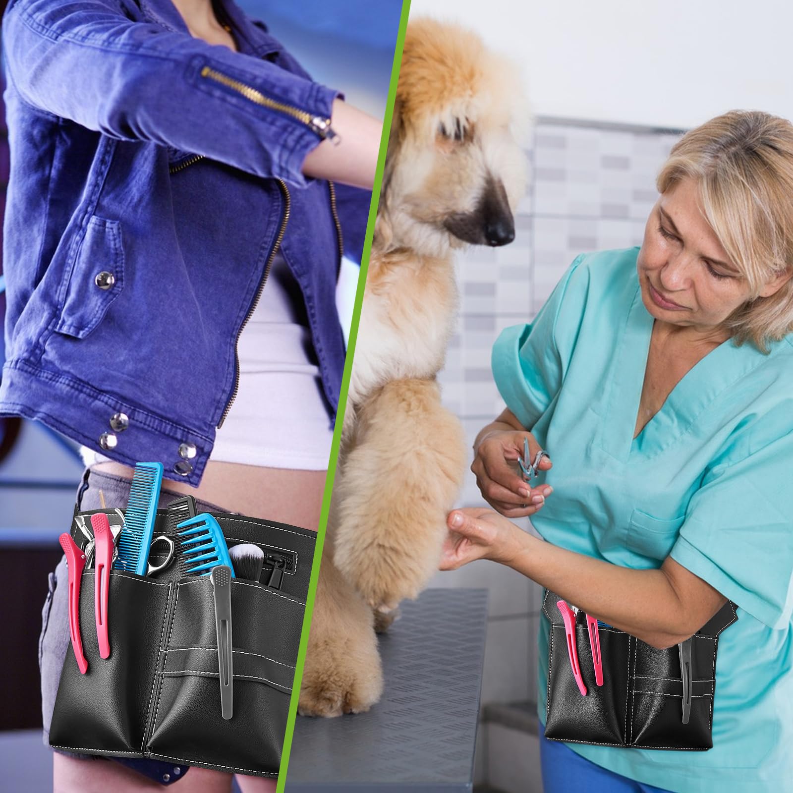 Friseurtasche Schwarz – PU Leder Friseur Gürteltasche mit Gürtel, Professionelle Friseur Werkzeugtasche für Scheren Kämme, Tragbare Scherentasche für Friseure, Große Friseur Tasche Salon Zubehör - 5