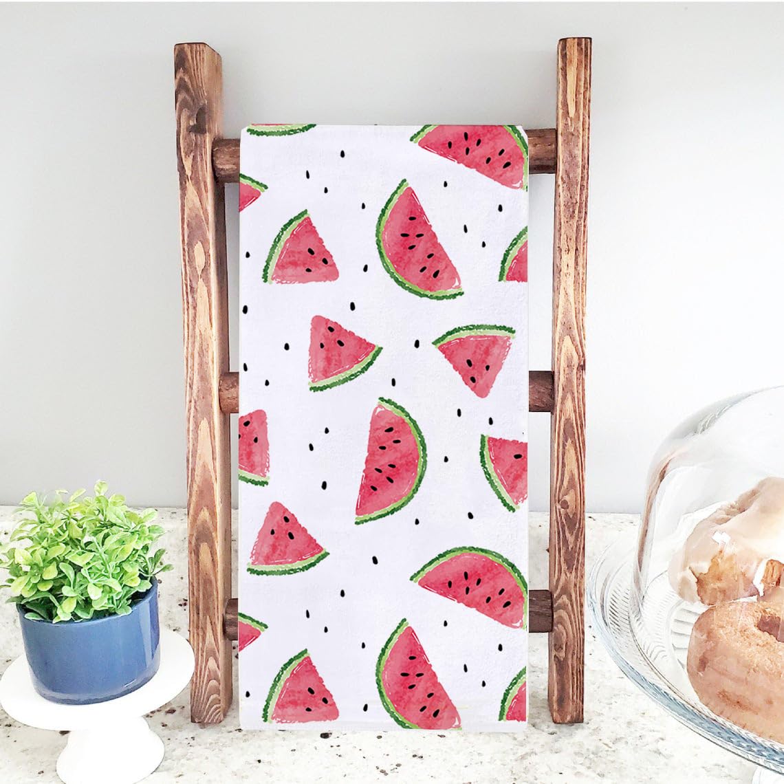 Juego de 2 paños de cocina de acuarela y sandía de 18 x 28 pulgadas, paños de cocina de verano de temporada para cocinar y hornear