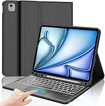 JADEMALL Clavier avec Trackpad pour iPad Air 13 Pouces M3/M2 2025/2024, AZERTY Français Clavier Rétroéclairé Détachable avec Trackpad pour iPad Air 13 Pouces A2898/ A2903/ A2904, Noir