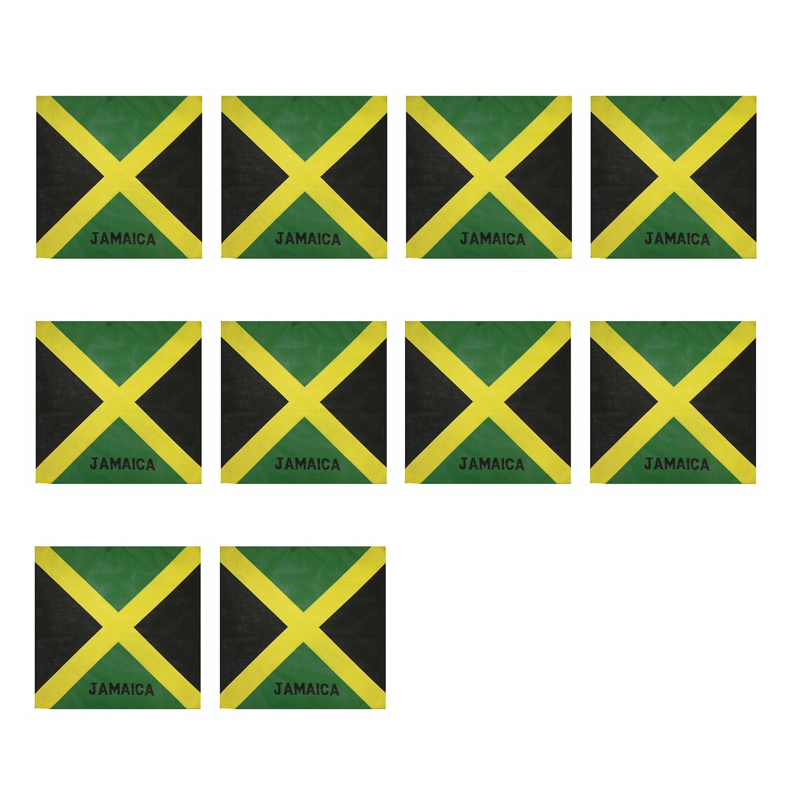 Rxgiasup Unisex Multicolor 10Pcs Soft Cotton Bandana Scarf Set Jamaica Flag Pattern Multipurpose Headwrap Neck Cover For Hip Hop Dance Enthusiasts Cotton Headwrap