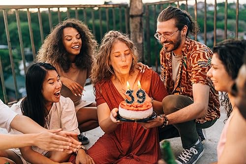 Miniatura 6 de Velas de números con purpurina azul y negro de 2.8 pulgadas, regalos de cumpleaños 49 y 94 para mujeres y hombres, velas de cumpleaños, velas de