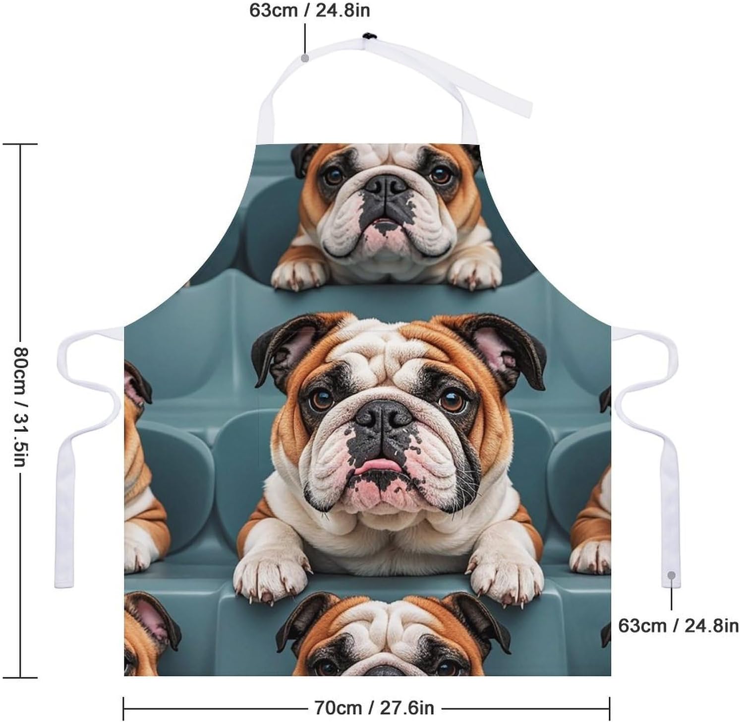 Funny English Bulldog Apron for Cooking Kitchen Chef Aprons with Pockets Unisex Professional Adjustable Bib Aprons Restaurant Waterdrop Resistant Apron for Men Women Waiter