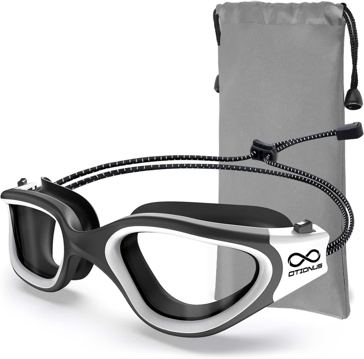 Swim Goggles, Polarized Adult Swimming Goggles Bungee Strap No Hair Pulling Anti-fog Pool Goggles for Men Women