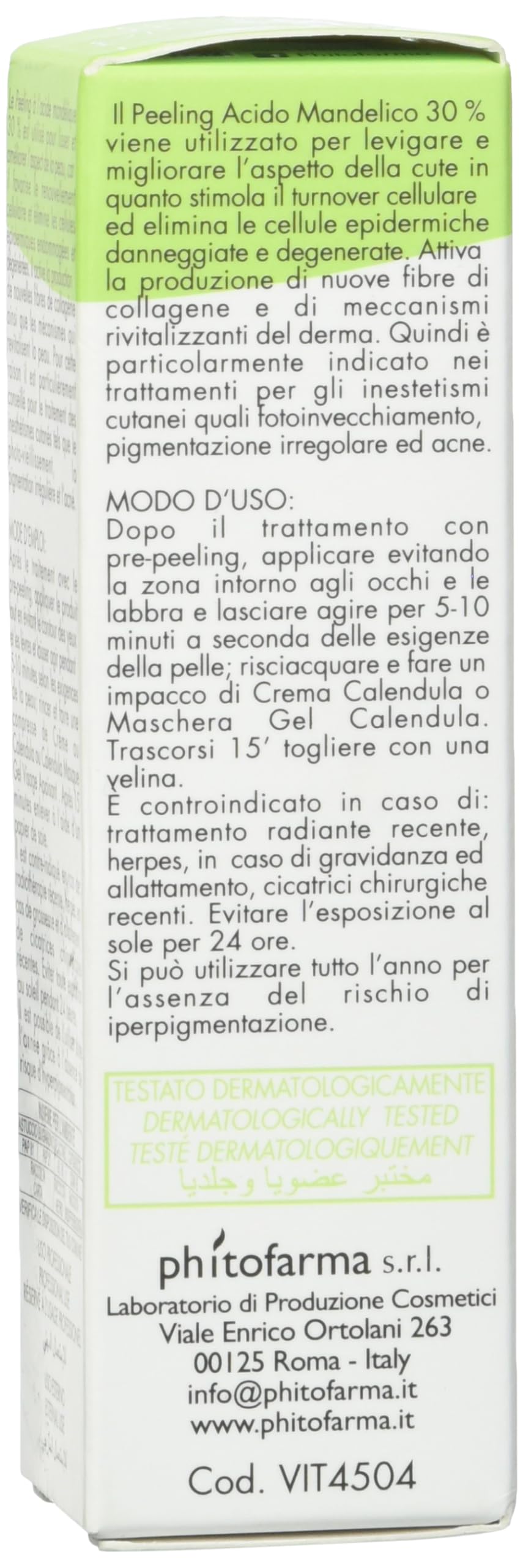 PHYTO SINTESI LINEA VITAPELLE PER RIPARAZIONI PEELING ACIDO MANDELICO 30 % VISO E CORPO 30 ML